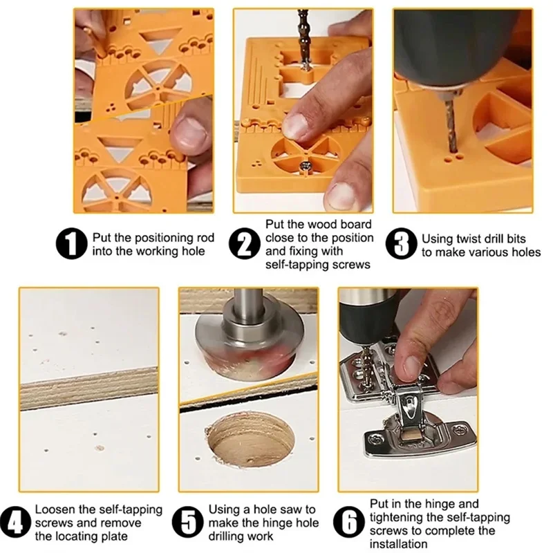 35mm Drill Bits woodworking Door Hole Opener Cabine woodworking hole drilling guide locator Sets Formwork Saw Cutter