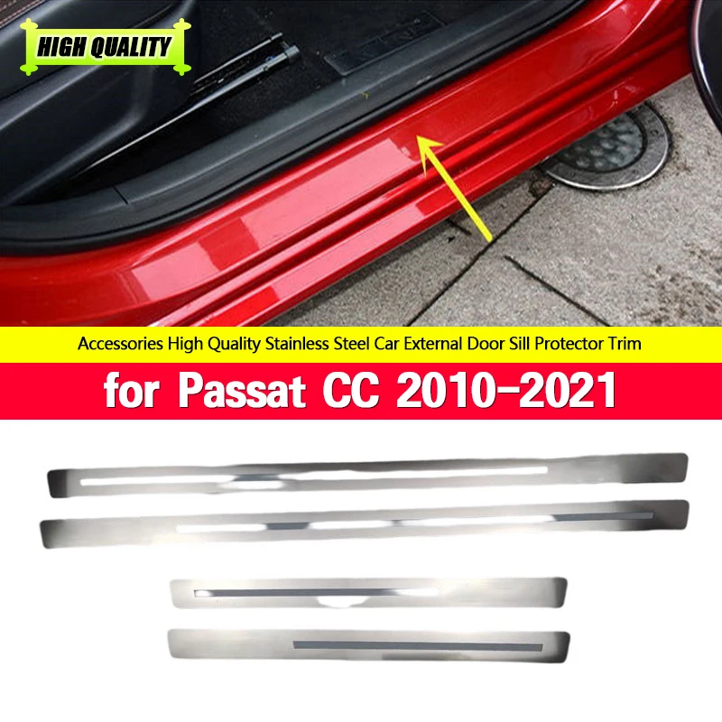 For VOLKSWAGEN Passat CC VW CC Door Sill Scuff Plate Cover Strip Stainless Steel Threshold Kick Pedal Trim Guard Car Accessories