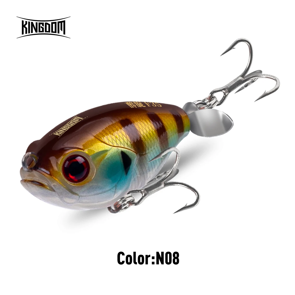Kingdom Propeller Topwater Popper Visaas 35Mm 5.4G Wobblers Kunstmatig Hard Aas Voor Forel Snoekbaars Drijvend Potlood