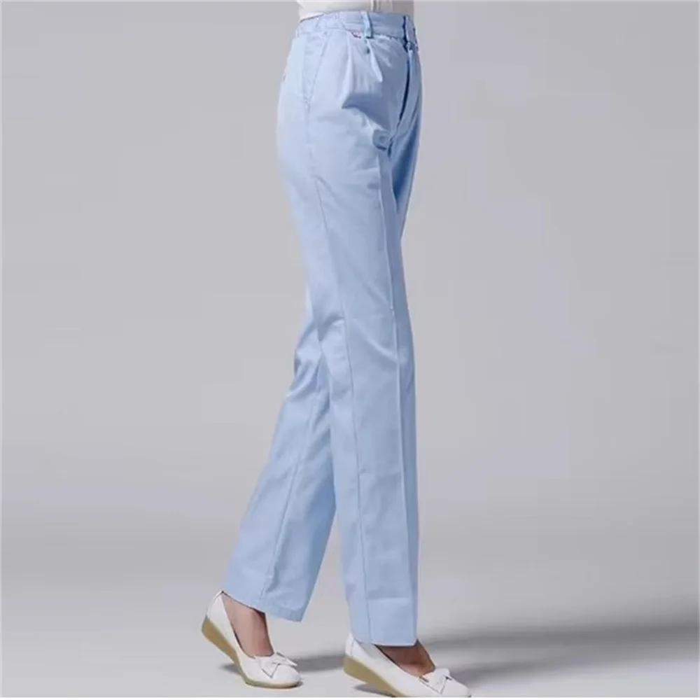 high-quality women anti-wrinkle soft work pants cotton care scrub two side pockets dental health work uniform ladies pants