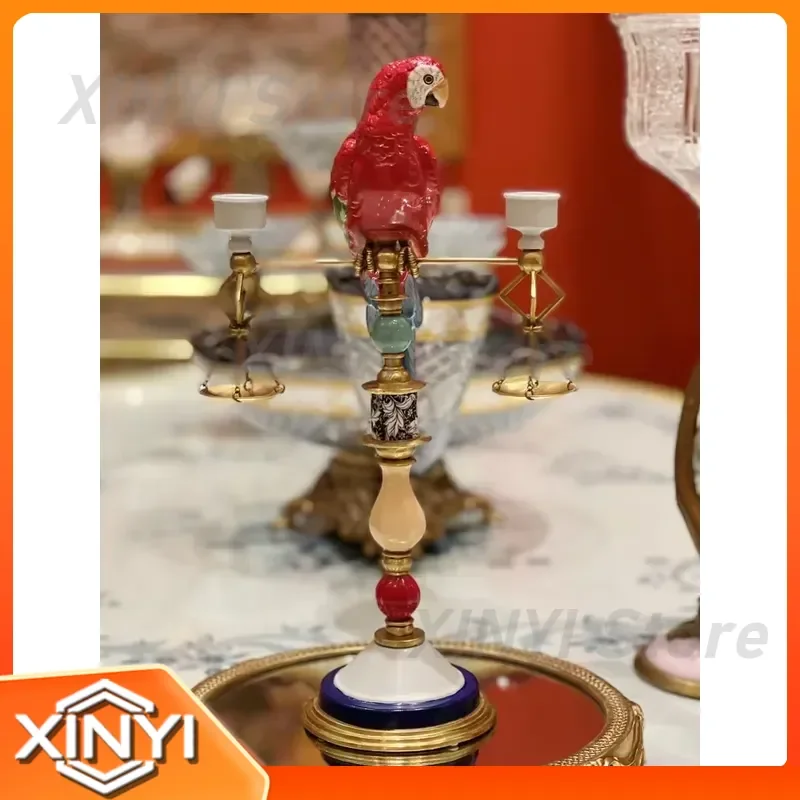 Ceramic Parrot Shaped Candle Holder Ornament for French Villa Decor Artistic Painted Home Decor for Living Room Bedroom