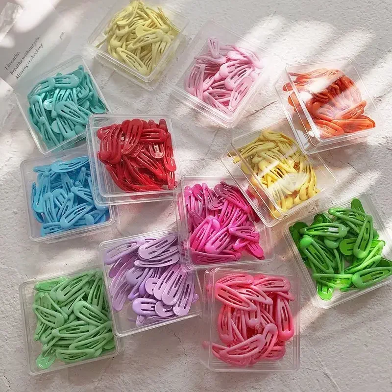 10/40pcs Sweet Waterdrop Snap Hair Clips Women Girls Cute Candy Color Metal BB Hairpins Barrettes Bobby Headwear Slid Pins