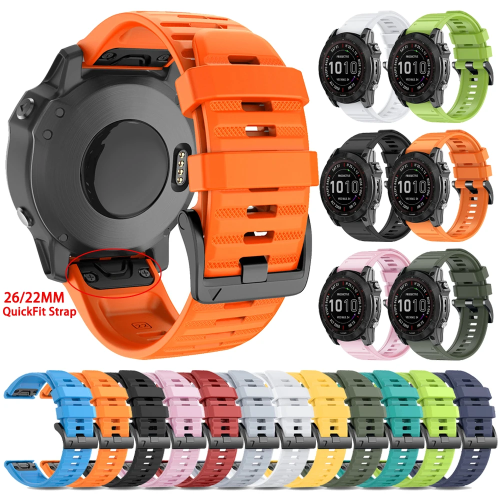 Silikonowy pasek QuickFit 22 26mm do zegarków Garmin Fenix 6 6X 7 7X 5 5X Plus Epix Pro Enduro 3 Forerunner 970 965 Fenix8 Sport Strap