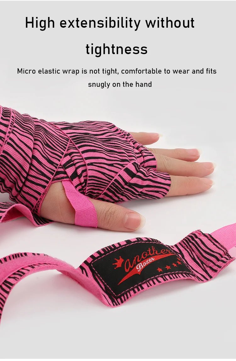 3/5M Boxtraining Bandagen Baumwolle Sport Sanda Kick Mma Handhandschuhe Wraps Gürtel Sportgurt Personalisiertes Zebra Totenkopfmuster – Detail 5