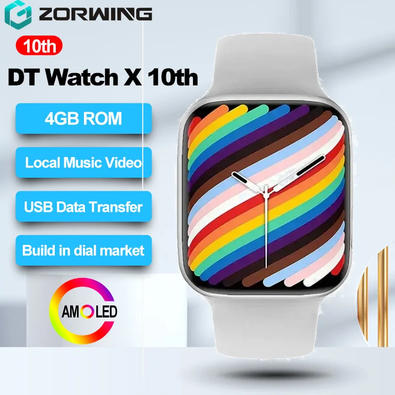 

Смарт-часы DT Watch X 10th AMOLED USB-диск 4 ГБ фотоальбом 46 мм Sersies 10 местная музыка Мужские умные часы Bluetooth Call 2024