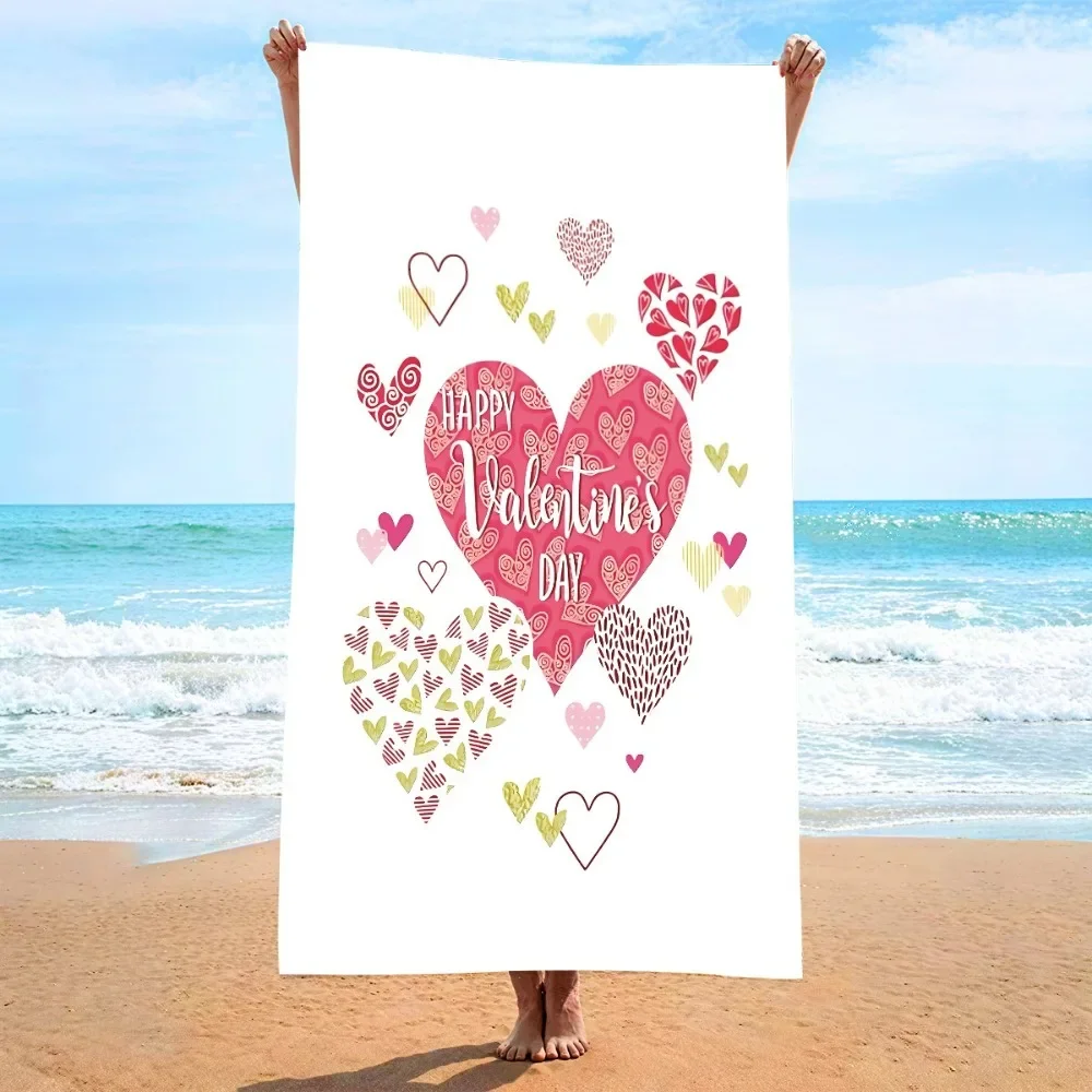 Heart Symbol Bath Towel 27x55inch Beach Towel Microfiber Quick-dry Yoga Mat Outdoor Travel Camping Picnic Blanket Sunscreen
