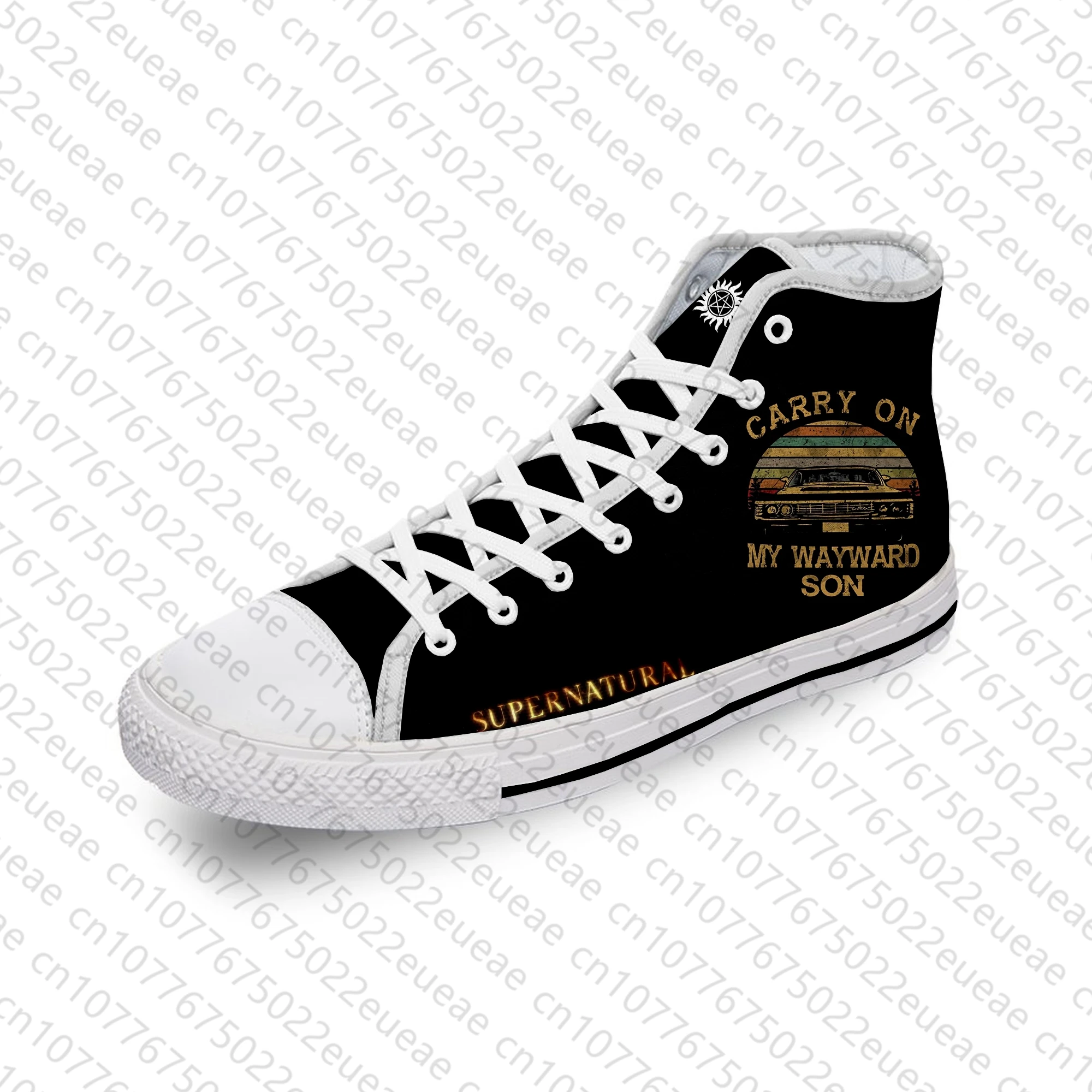 Carry on My Wayward Son Supernatural Cool White Cloth 3D Print High Top Canvas Shoes Men Women Lightweight Breathable Sneakers