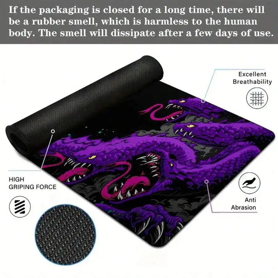 Purple Snake Monster Gaming Mouse Pad With Stitched Edge Non-Slip Rubber Base