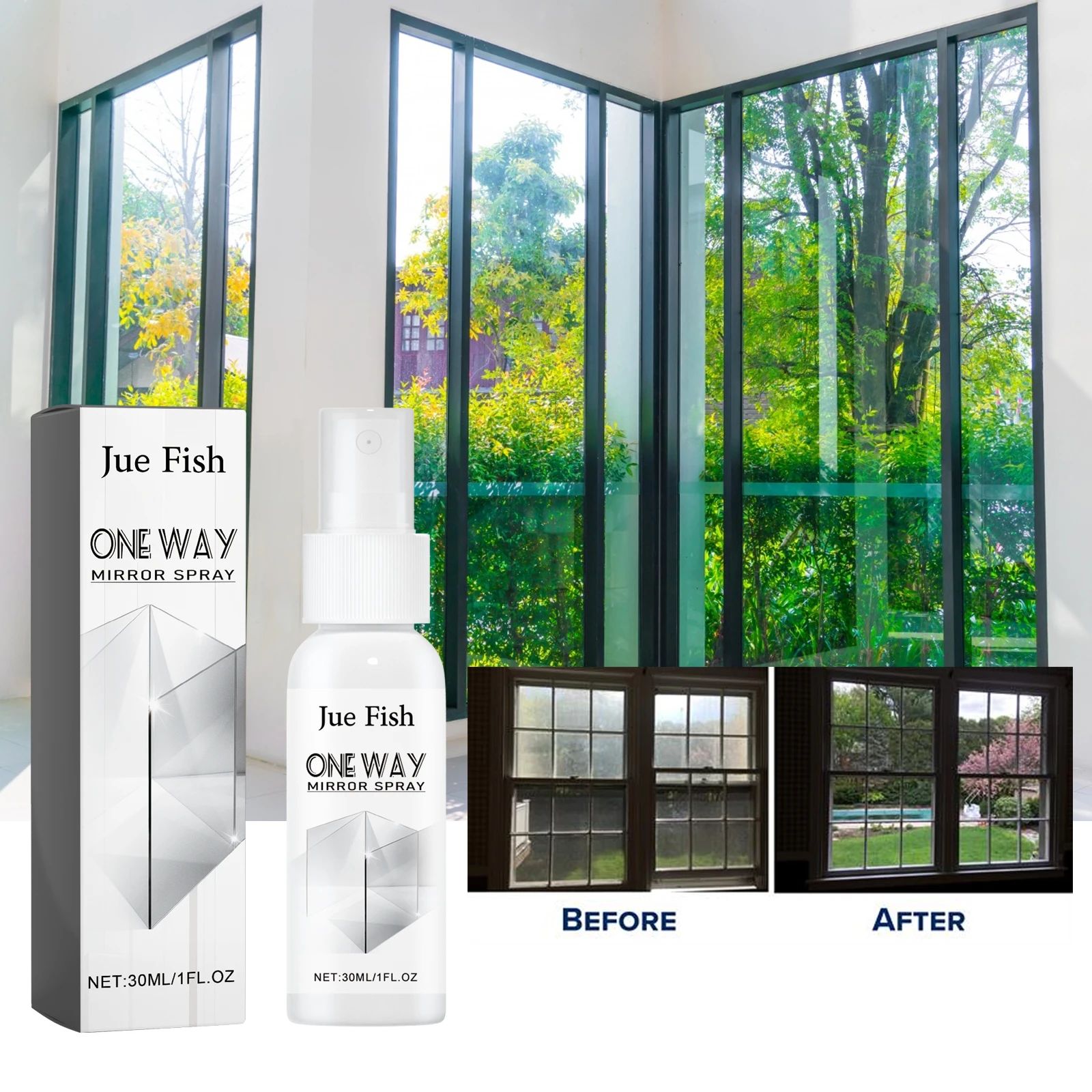 Reflective One-Way Mirror Spray Car Rearview Mirror Bathroom Glass Dust Stains Water Stains Cleaning