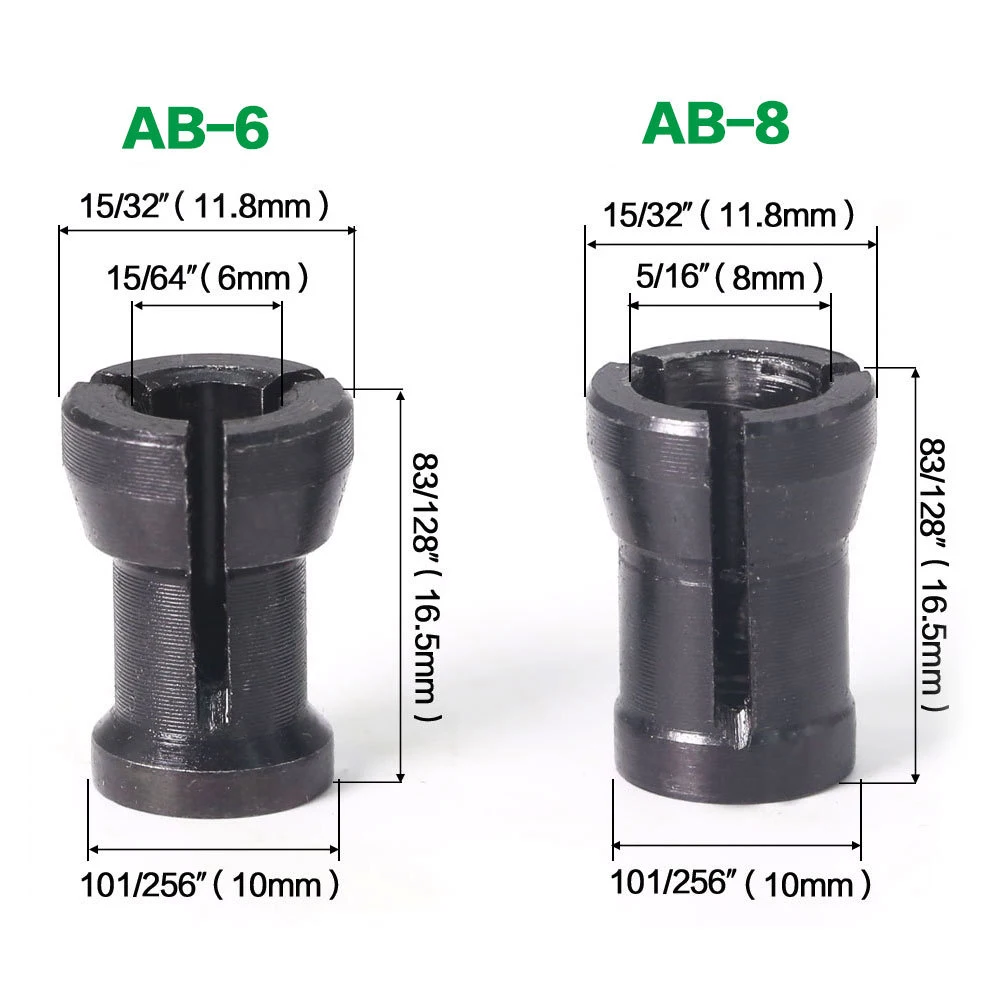 1Pc Milling Cutter Collet Adapter 6mm 6.35mm 8mm Engraving Trimming Machine Chucks Trimmer Router Bit Carbon Steel Accessories