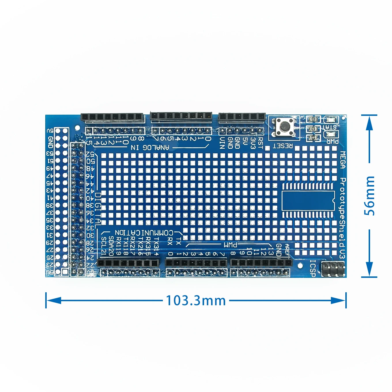 Imagem -02 - Protótipo Protótipo Escudo Mega 2560 r3 V3.0 Placa de Desenvolvimento de Expansão Mini Pcb Breadboard 170 Tie Points Arduino