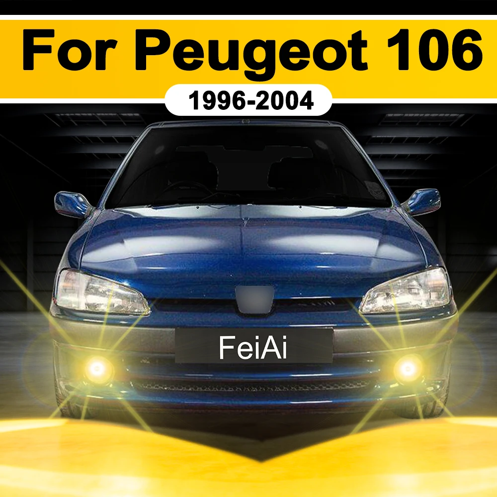 Светодиодные противотуманные фары для Peugeot 106 2000-2004, тюнинг-аксессуары, лампы для противотуманных фар, желтые/белые, Plug and Play