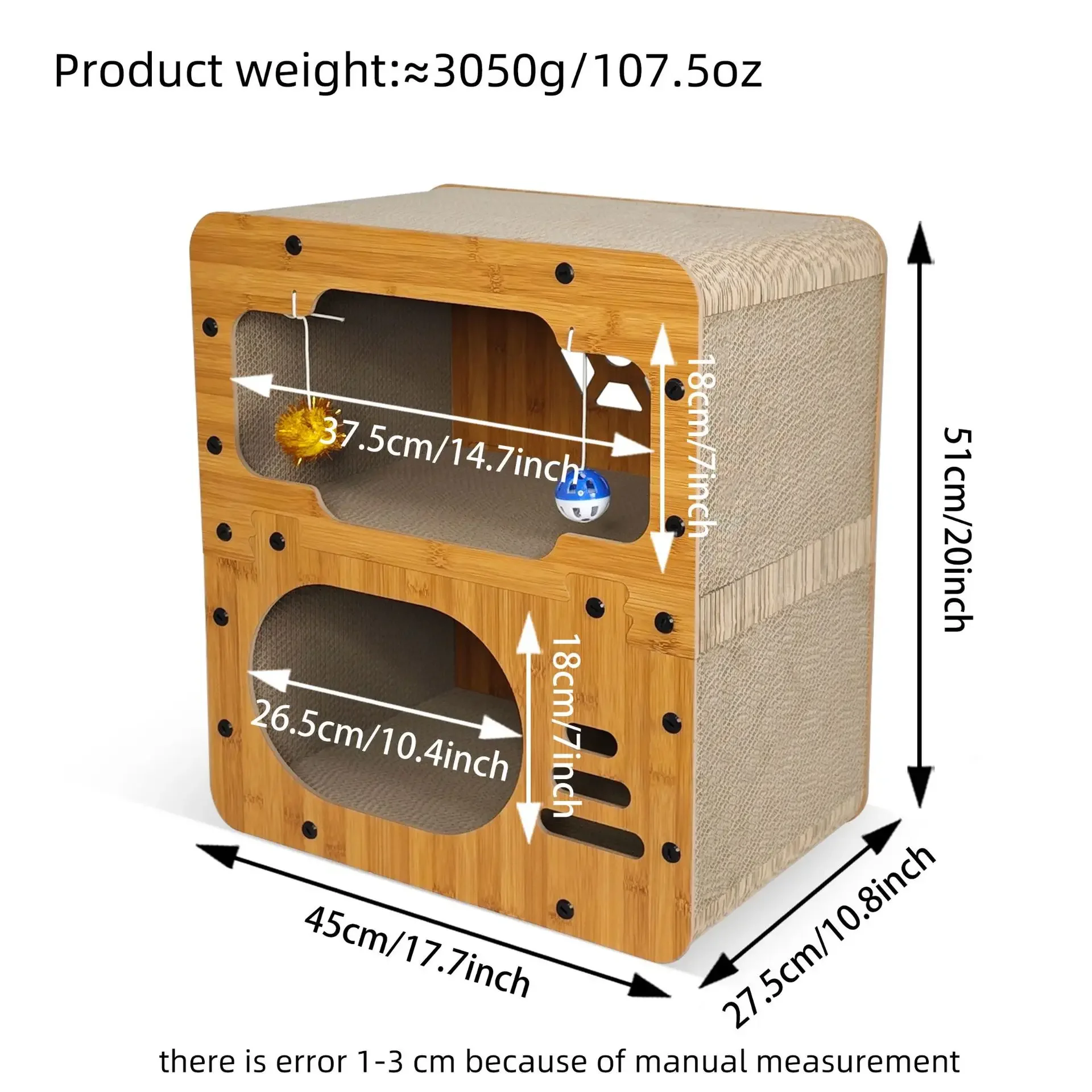 Durable Integrated Quality Wood Corrugated Cat Scratcher Board Cat Bell House Cat Scratcher Board