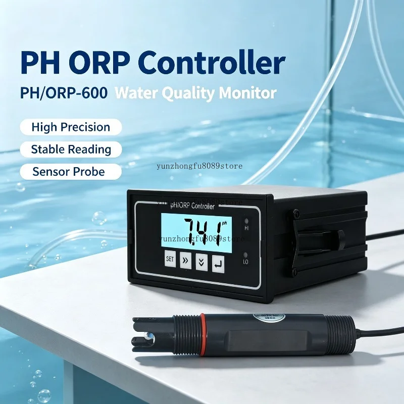 PH/ORP-600 Digital PH ORP Controller Transmitter Monitor Meter High Precision Stable Water Tester With Sensor Probe