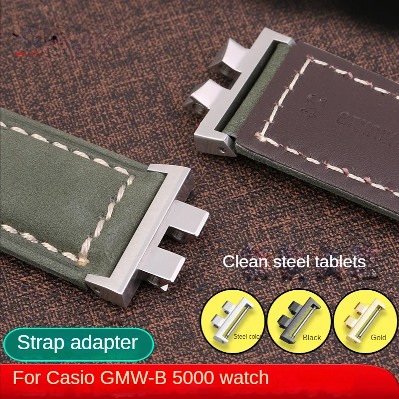 Genuine Leather Watch Strap for G-SHOCK Casio GMW-B5000 Small Silver Bar Men\'s Soft Comfortable Watchband Accessories 22mm