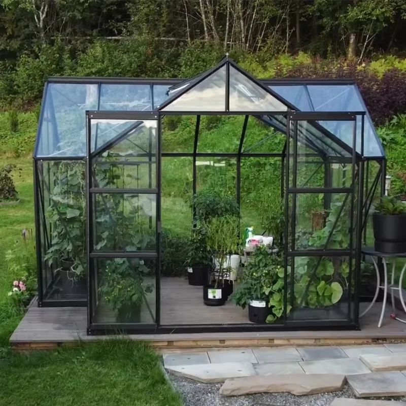 Aluminum frame for small garden greenhouse supplies Easy to assemble and pressure-treated natural type of wood