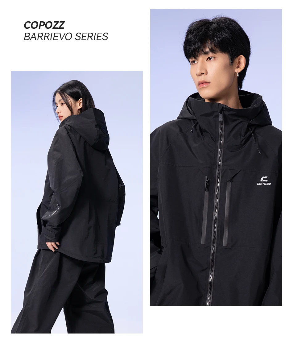 COPOZZ Verdickte 3L Skijacke für Herren und Damen, winddicht, wasserdicht, Winter-Ski-Mantel, Skibekleidung, einfarbig, mit Kapuze, warmer Snowboard-Skianzug – Detail 20
