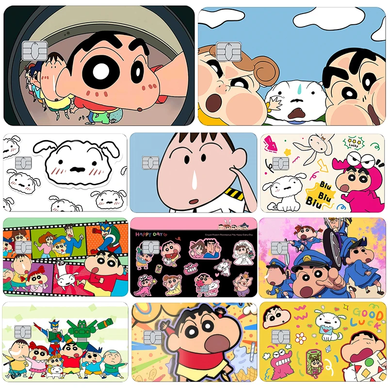 Anime Crayon Shin-Chan Matte Sticker Film Tape Skin for Credit Card Debit Card Cartoon Waterproof Stickers Small Chip Gifts