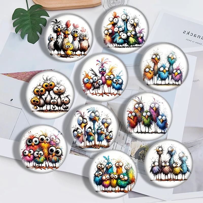 Fantasy Birds 10pcs 12mm14mm/16mm/18mm/20mm/25mm Round Photo Glass Cabochon Demo Flat Back Making Findings Jewelry