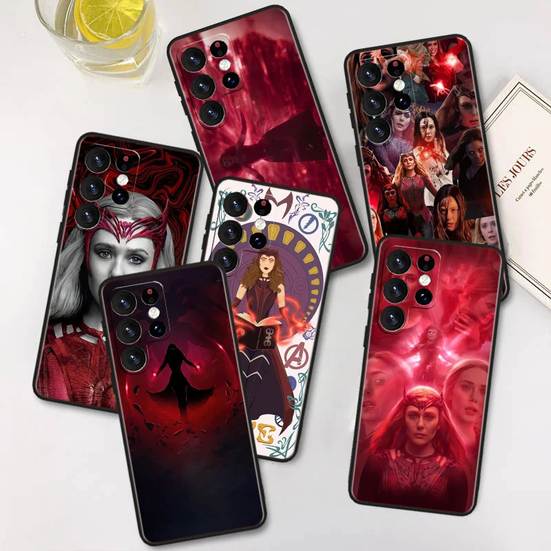 Marvel Wanda Django Maximoff funda de teléfono para Samsung Galaxy S23 S22 S21 S20 FE Ultra S10e S10 S9 S8 Plus Lite, cubierta negra