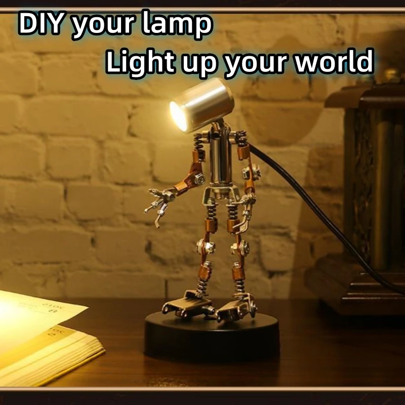 DIY Night Lamp Vintage Spotlights Metal Pattern Metal Robot Night light Home Decorations Children and Birthday Wedding Gift