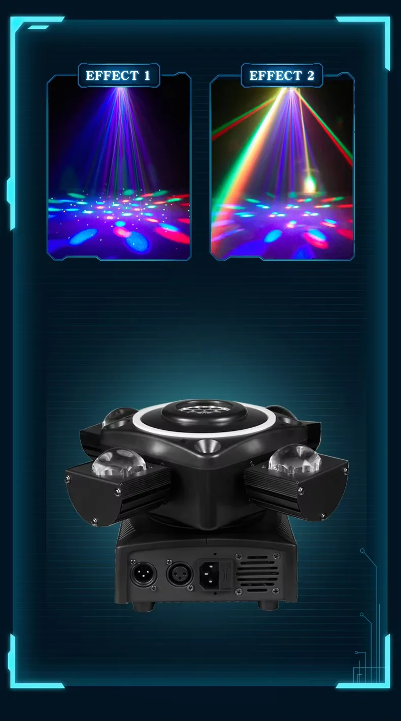RGBW 4-in-1 90W Farbe Moving Head Licht Vierarmige Bühnenlicht Laserlichteffekt DMX512 DJ Disco Licht Geeignet für Hochzeitsfeier – Detail 8