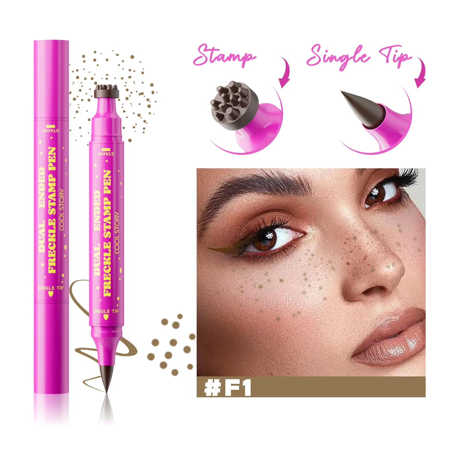 4 Color Dual-Ended Fake Freckles Stamp Pen Natural Waterproof Lifelike , for Long Lasting Look Dot Spot Pen Makep Tool Cosmetics