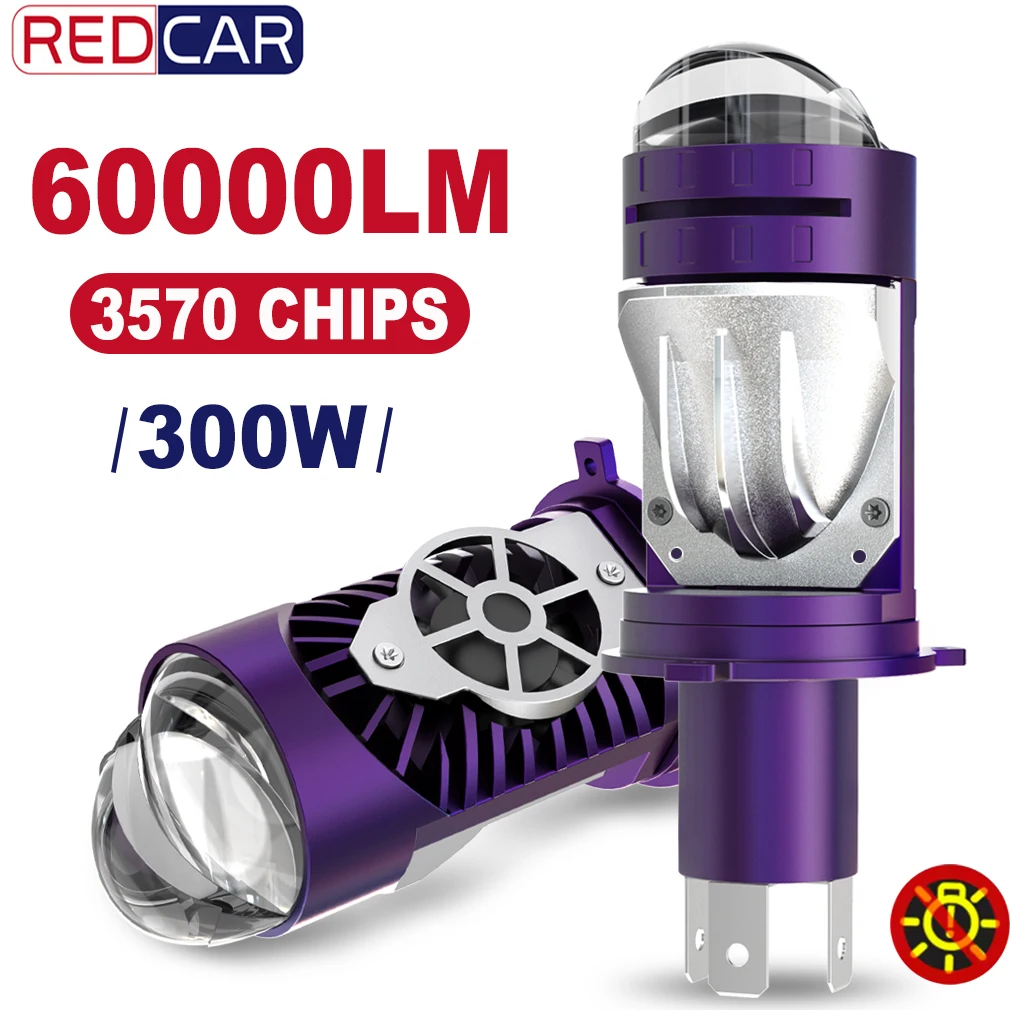 2PCS H4 LED Projector Lens Headlight Canbus Super Bright H4 Bi LED Hi/Low Beam Apply For Car Headlight Auto/Moto Lamp 6000K 12V