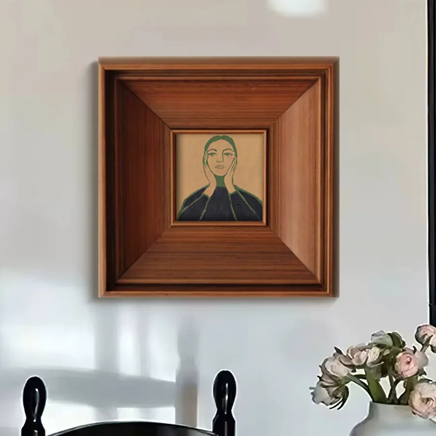 Middle Ancient Decorative Painting Solid Wood Curved Wall Stickers Living Room Art Character Portraits Nordic Entrance Decorate