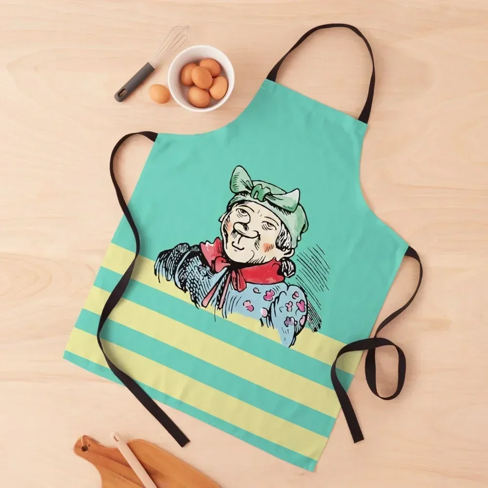 

who grins happily and contentedly. On a colored striped outfit, the lovable illustration spreads fun and good mood among c Apron