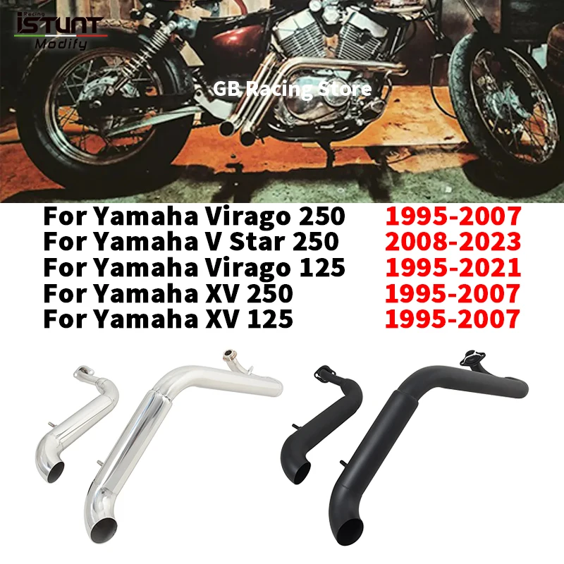 

For Yamaha Virago V Star Xv 125 250 Xv 250 Xv 125 1995 - 2023 Stainless Steel Full Motorcycle Exhaust System Muffler Silencers