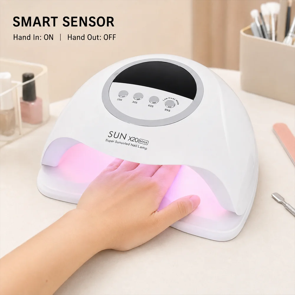 320W UV Gel Nail Lamp with Auto Sensor, 72 LEDs 4‑Timer Nail Dryer for Fingernail & Toenail Compatible with All Gel Nail Polishe