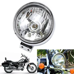 Motorcycle Retro Round Chrome Front Headlight Head Lamp Assembly For Suzuki GZ125HS GZ150-A Superlight