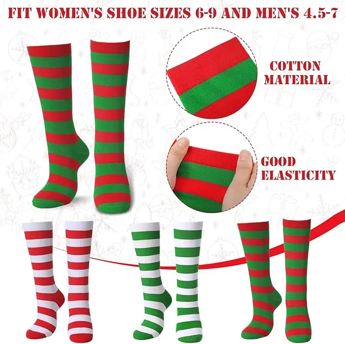 2Pcs Christmas Hats With Socks Adults Christmas Costume Accessories Set Santa Cosplay Costumes New Year Gift For Women Man