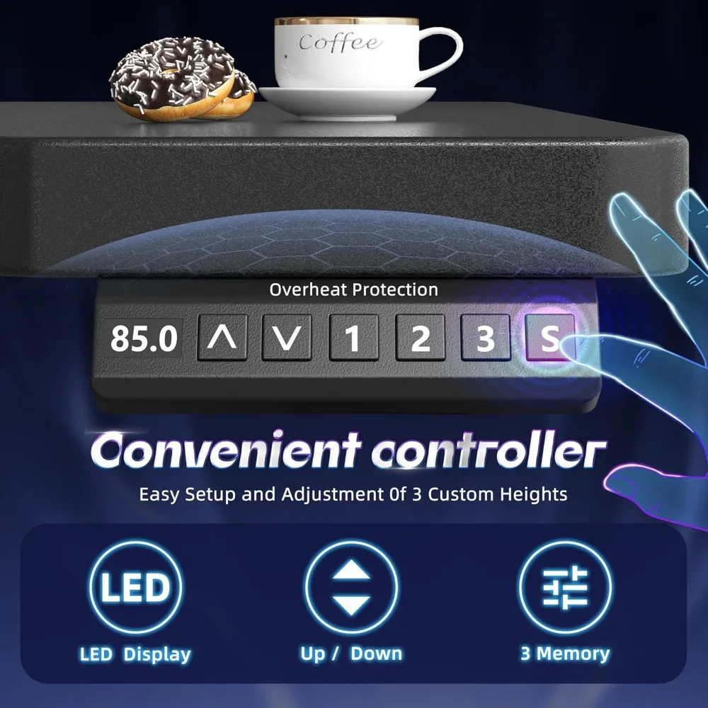 Electric Gaming Standing Desk with LED Lights,48 x 24 Inch Height Adjustable Computer Desk with 3 Memory Preset,Gaming Sit Stand