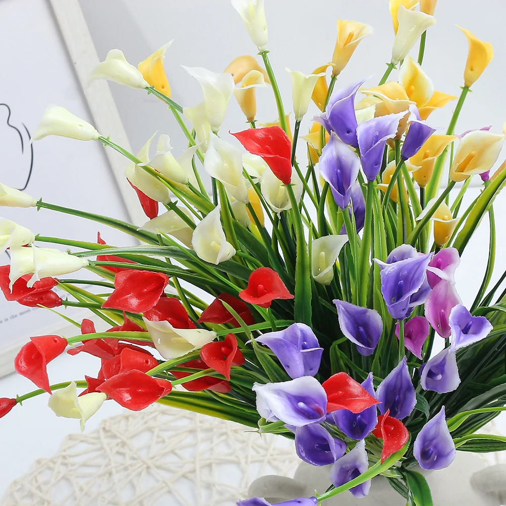 Artificial Calla Lily Bouquet 33cm Fake Flowers for Indoor Home Room Decor Garden Wedding Decora Outdoor Vase Flower Arrangement image 2