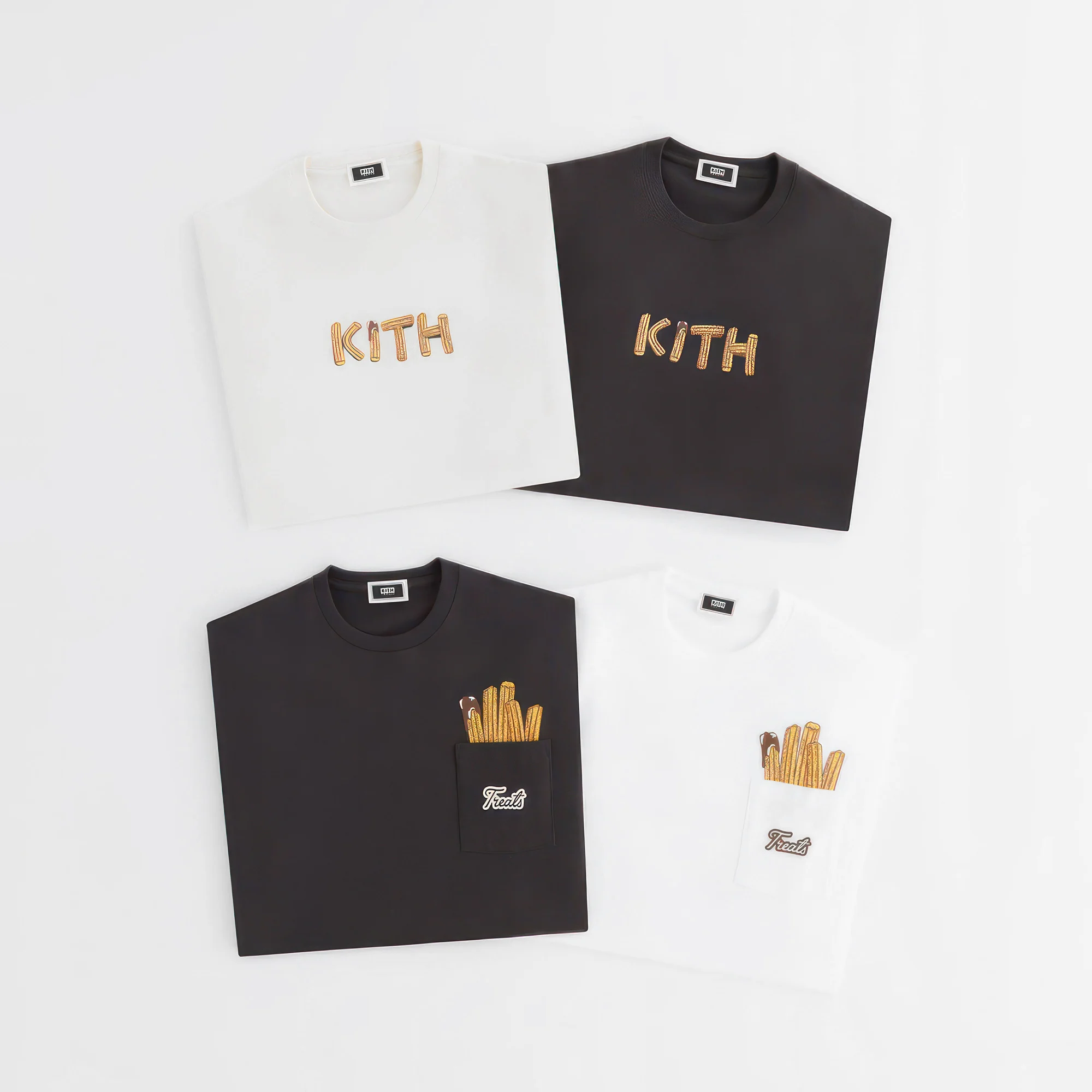 

KITH 25SS TREATS CHURRO Printed Casual Short Sleeve T-Shirt Unisex Youth Summer Breathable Cotton round Neck Cartoon Style