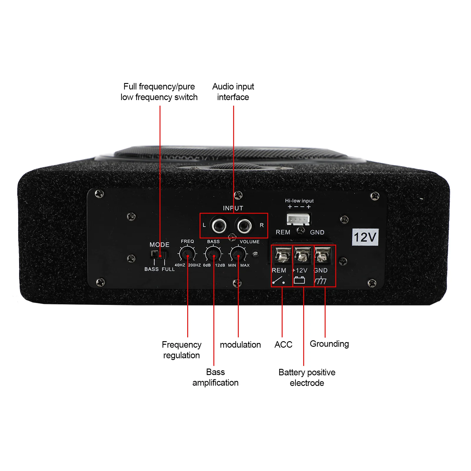 مضخم صوت للسيارة 8 بوصة 600 وات، مكبر صوت تحت المقعد، مكبر صوت فرعي، صندوق رفيع في الولايات المتحدة #3