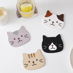 Non-slip Cat Shaped Silicone Cup Mat Holder Coffee Tea Drinks Cartoon Coaster Hot Drink Stand Kitchen Insulated Pad Accessories