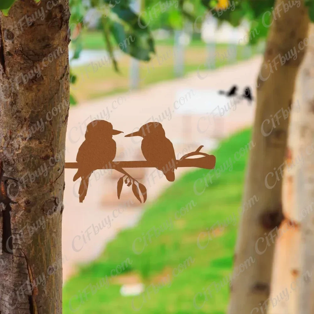 CIFbuy Metal Wall Art Two Birds On Branch Silhouette Iron Craft Hanging Sculpture Home Decor Accent Piece