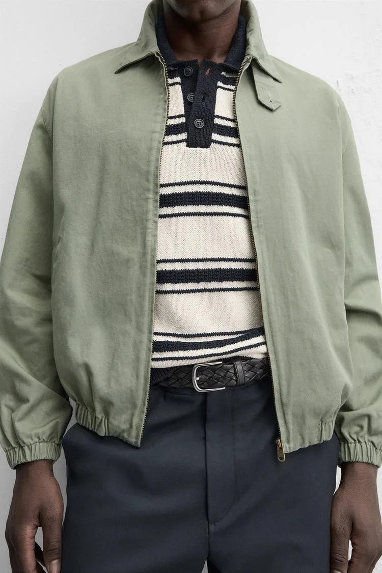 Spring new men's cotton textured lightweight pilot zipper jacket jacket