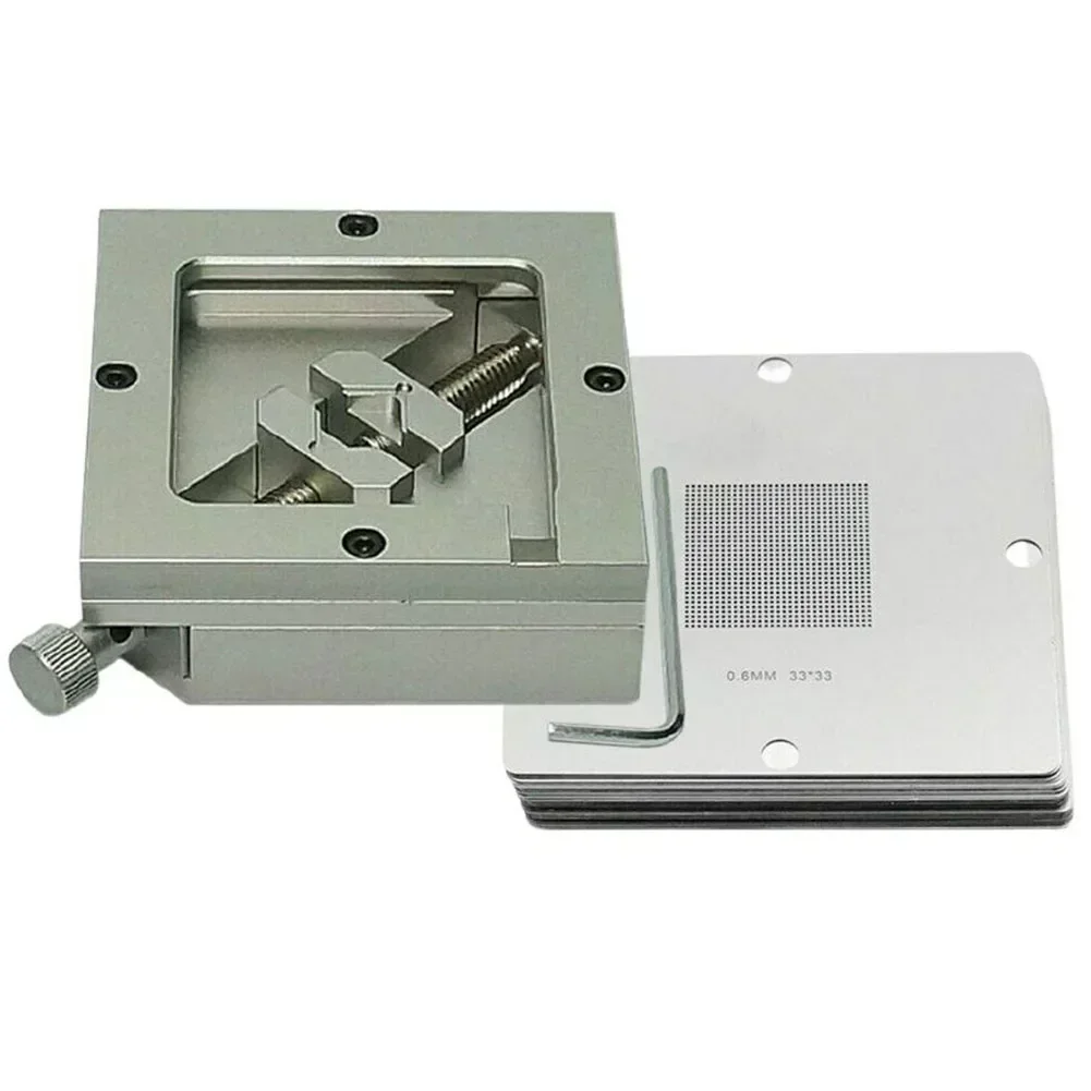 

BGA Reballing Kit 90mm Reball Station Fixture Jig With 10Pcs-Universal Stencil Templates PCB Template Bracket Clamp CNC Tools