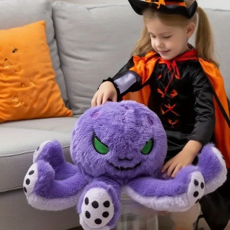 

Новая фиолетовая плюшевая игрушка-осьминог, забавный ужас, зеленоглазый осьминог, мягкая подушка, коллекция кукол, игрушка для детей, подарки на день рождения, Хэллоуин