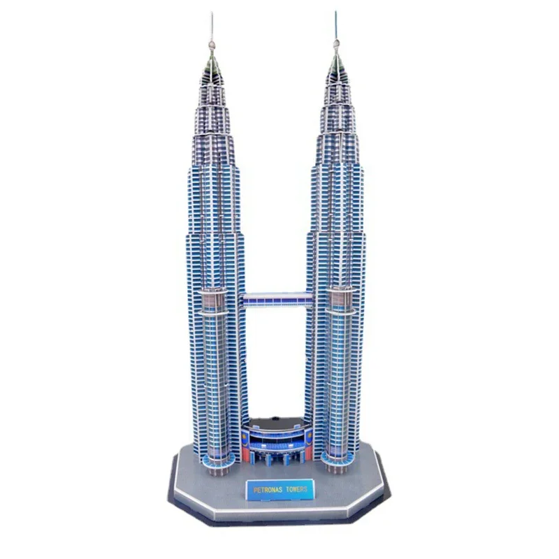 Petronas Twin Towers 3D бумажная головоломка DIY игрушка Малайзия Куала-Лумпур Всемирно известная архитектура для девочек и мальчиков подарок на день рождения и Рождество 1p