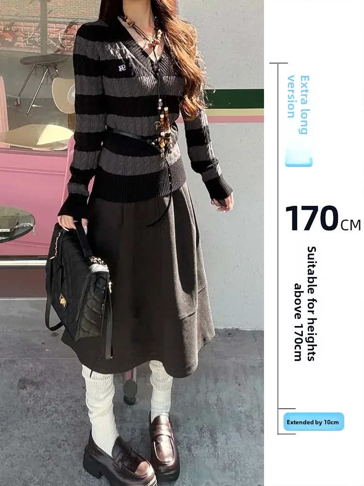 

Юбка А-силуэта с высокой талией, драпированная, женская, весна-осень, длинная, свободная, мягкая, комфортная, в корейском стиле