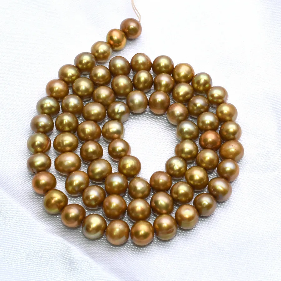 

High Quality Yellow Gold Dyed Color 5-6mm Photo Shape Strand Loose Natural Freshwater Pearl Beads