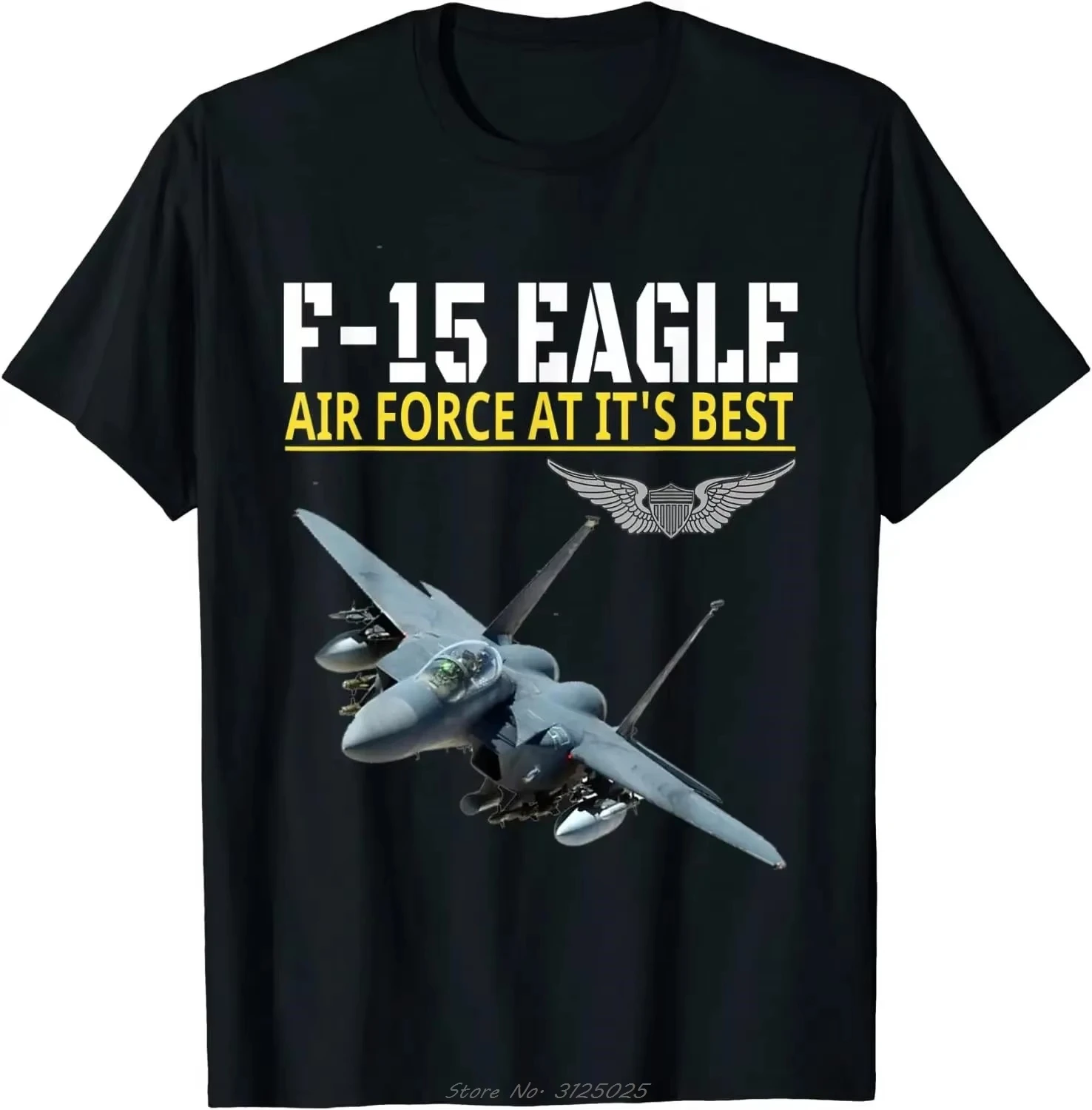 Short Sleeve O-Neck Casual Oversized T-shirt Loose US Air Force F-15 Eagle Fighter Aircraft Cotton T
