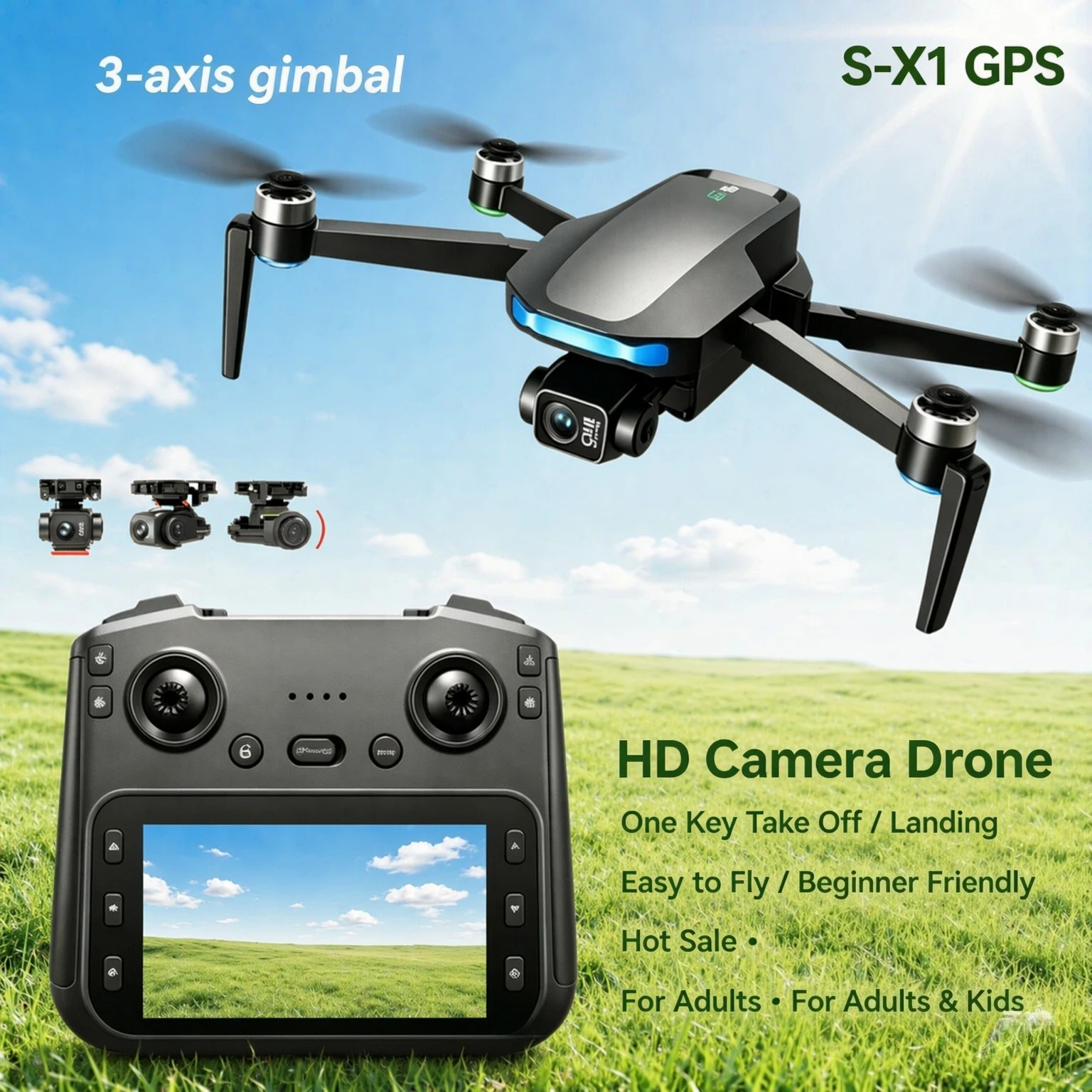 Original S-X1 3-Axis Gimbal Drone 360° Obstacle Avoidance GPS 8K HD 5G WiFi FPV Brushless Motor Professional RC Quadcopter