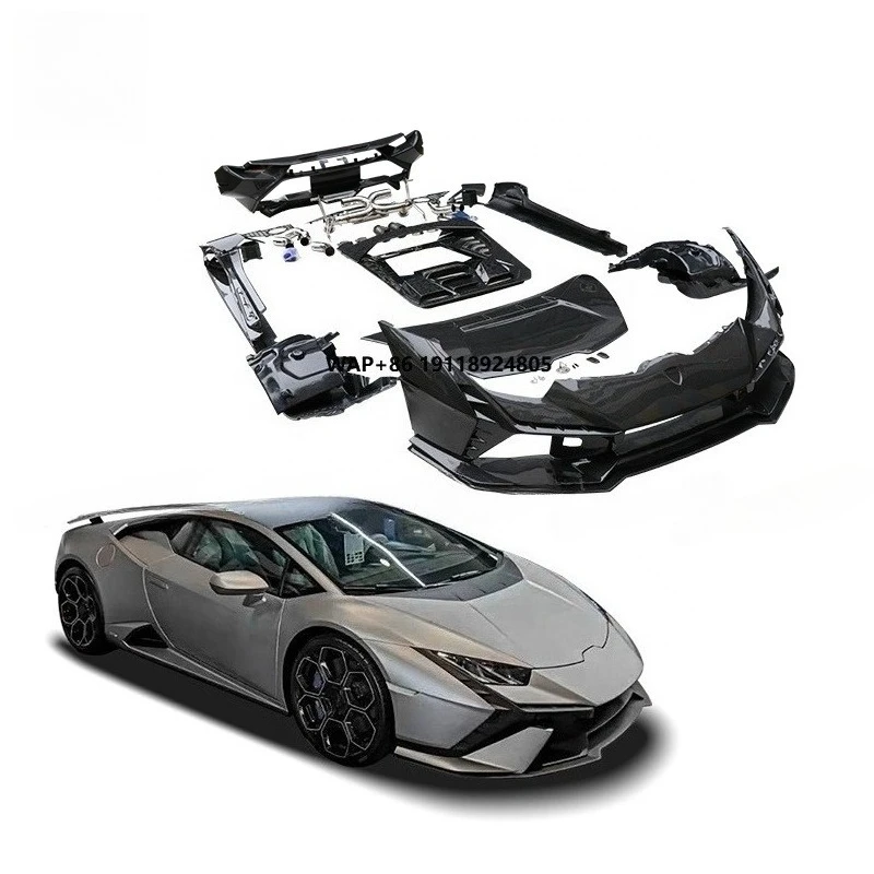 Para Huracan LP610 Tecnic Bodykit fibra de carbono seca parachoques delantero labio cubierta del motor silenciador de escape trasero Kit de carrocería
