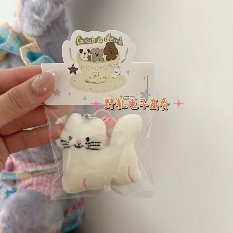 

Kawaii плюшевый брелок-органайзер с котом, сладкий котенок, пушистый шарм, портативный держатель для ключей, универсальный кошелек, рюкзак, подвеска для скрапбукинга